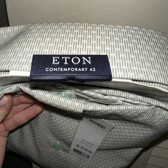 NWT ETON men’s button up dress shirt green 42 16.5 neck formal event office - Picture 10 of 12